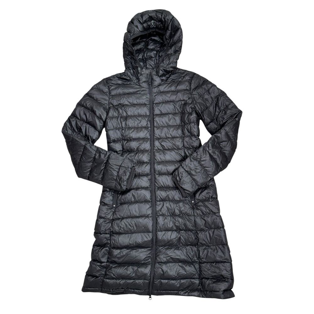 Aritzia TNA Bravura Jacket Womens Size XXS Black Goose Down Puffer Mid Length